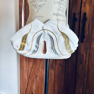 Vintage White and Gold Crossbody Bag Classic Elegance